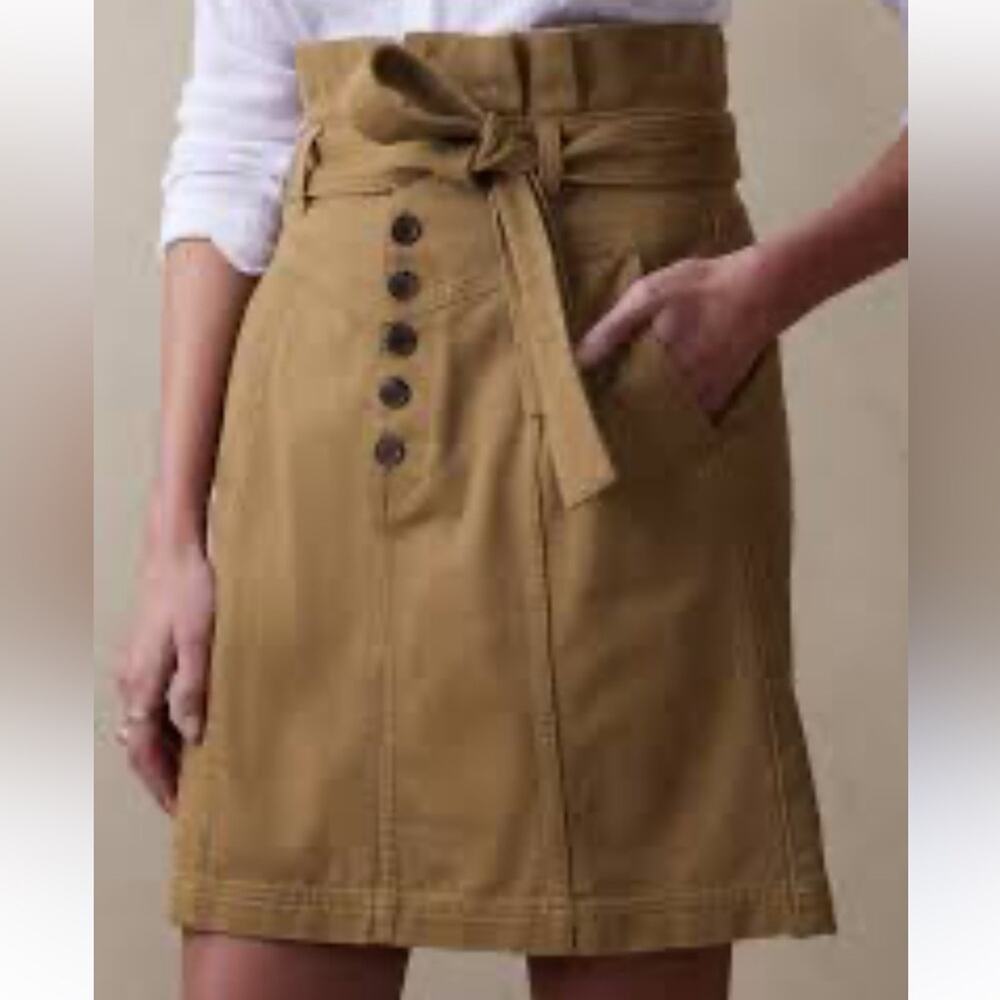 Banana Republic Skirt Paperbag Twill Khaki- size 6 - Picture 2 of 12